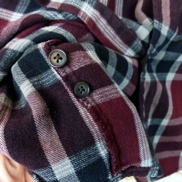 Furst of A Kind Shirt L/XL Plaid Flannel Dragon Satin Sleeves Mixed Media Button - Picture 15 of 15